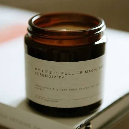 Lemongrass & Ginger Affirmation Candle for wholesale by Ria