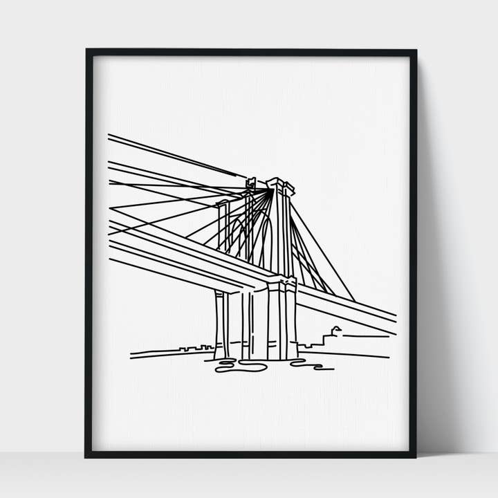 Landmark New York City Brooklyn Bridge Unframed Art Print for wholesale by Scenic Route Shop