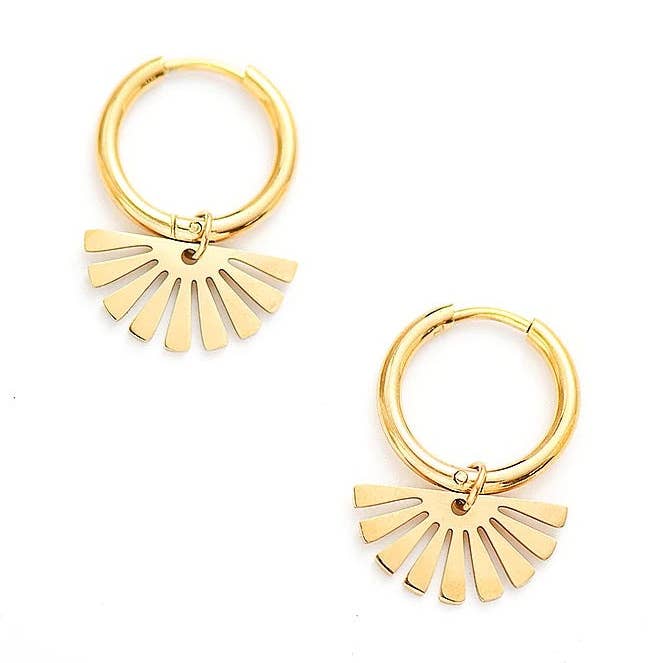 Geometriske Sun Hoop Øreringe - Guld for engroshandel hos Omen Bazaar LLC