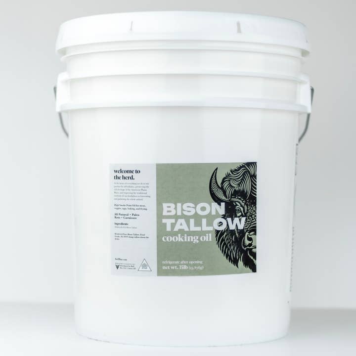 Edible Bison Tallow, 5 Gallon Bucket (food grade) for wholesale by Big Crazy Buffalo