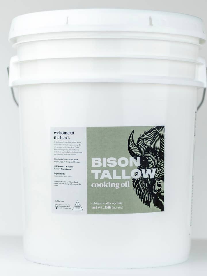 Edible Bison Tallow, 5 Gallon Bucket (food grade) for wholesale by Big Crazy Buffalo