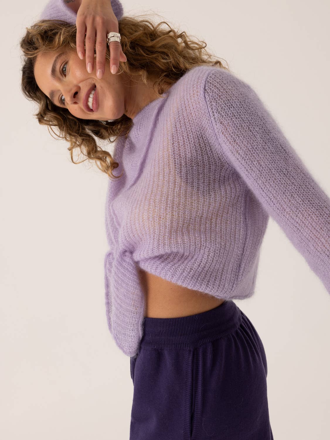 Skraistas: Lilac Silk & Mohair Cropped Cardigan  for wholesale on Faire2