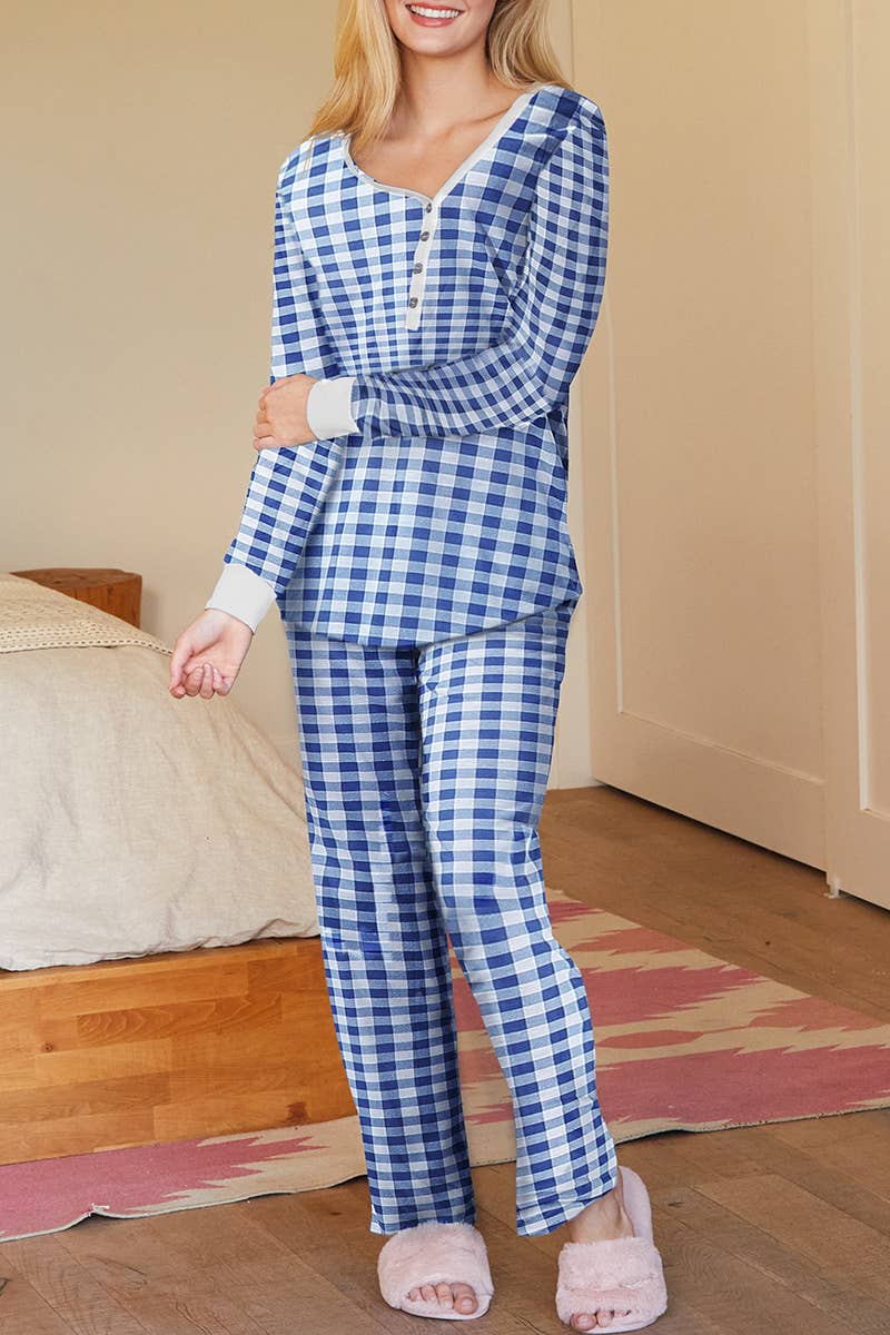 NINEXIS - Wholesale Sleepwear Set - Women's - CWSPJ033_COZY LONG SLEEVE HENLEY NECK PAJAMA SET22