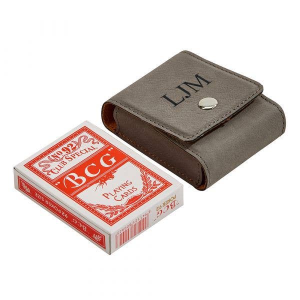 Creative Gifts International Inc. - Wholesale Card Holder - Unisex - Leatherette Playing Cards Case, Grey 3.75"