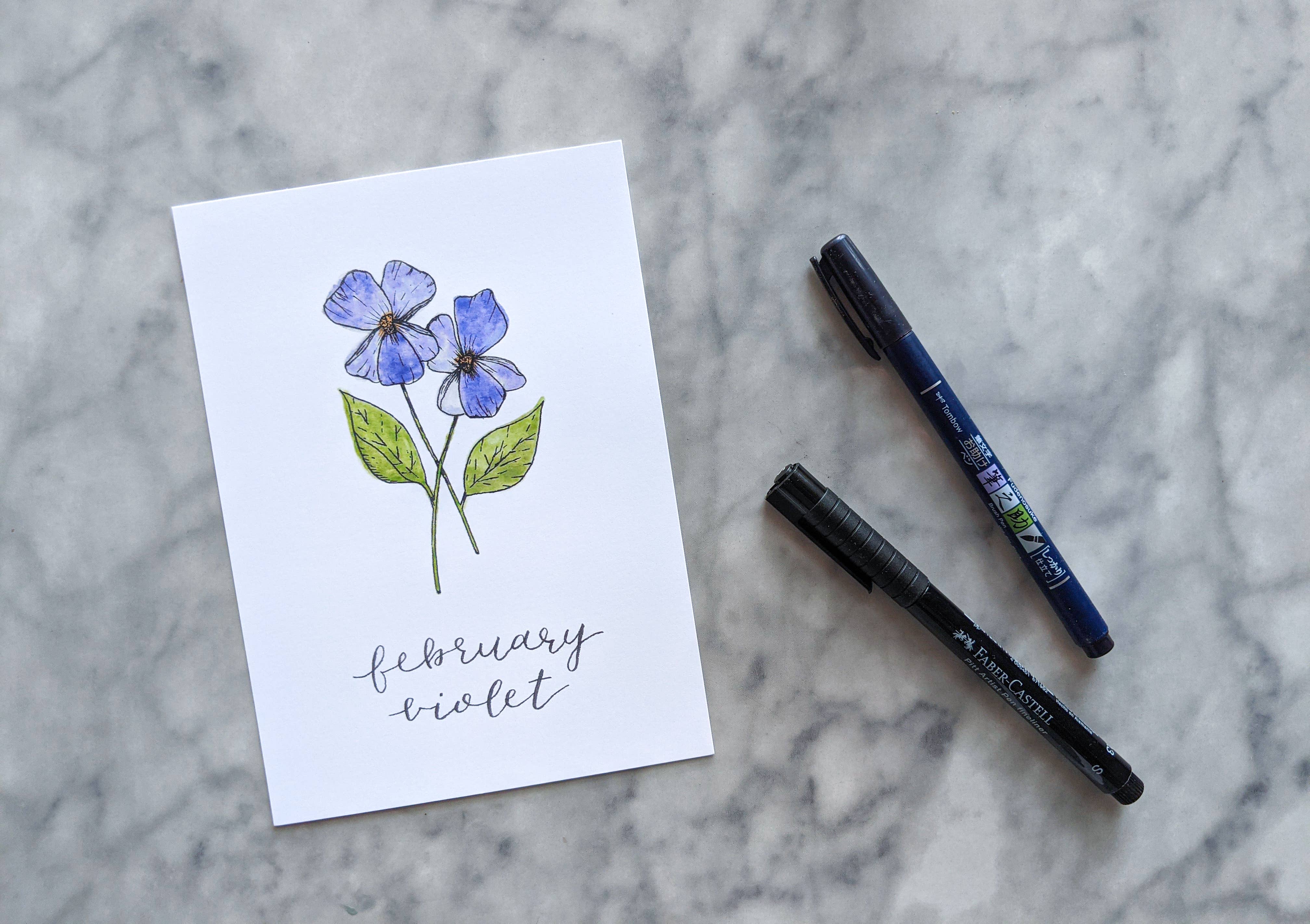 Kallos Ink - Wholesale Art Print - Birth Month Flower Print: February, the Violet1