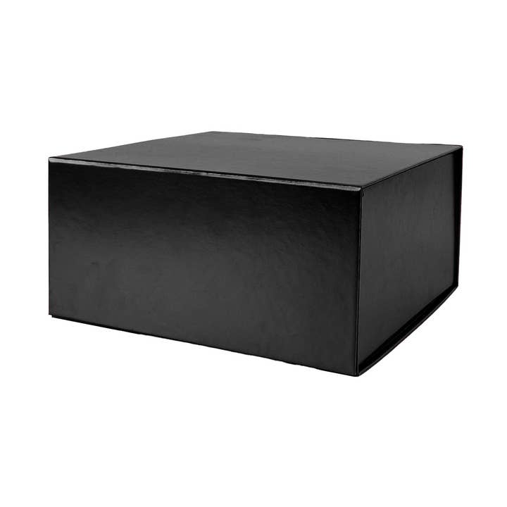Boîte cadeau pliable 8"x 8"x 4" avec couvercle à rabat magnétique carré | Noir mat pour la vente par LA Ribbons Wholesale