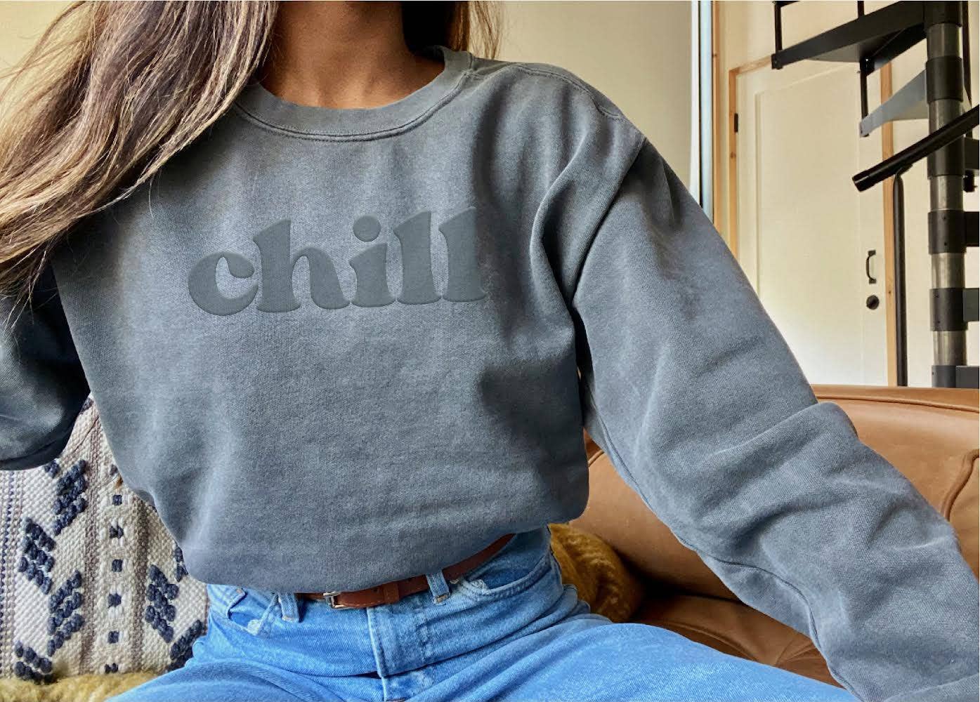 Self Made Life Co - Wholesale Graphic Sweatshirt - Women's - Puff Ink Chill Sweatshirt