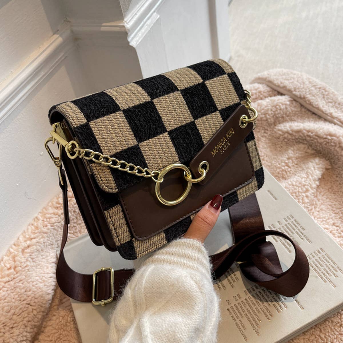 ACCITY - Wholesale Shoulder Bag - Women's - Trendy Checkered PU Crossbody Bag for Women_CWAB15459