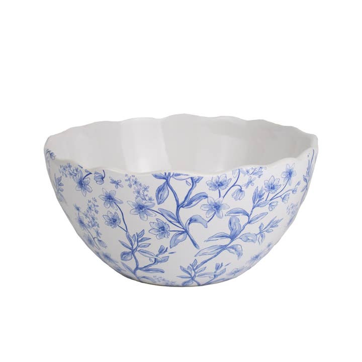 Aldridge Garden Bowl White/Blue 4x8 for wholesale by The Royal Standard