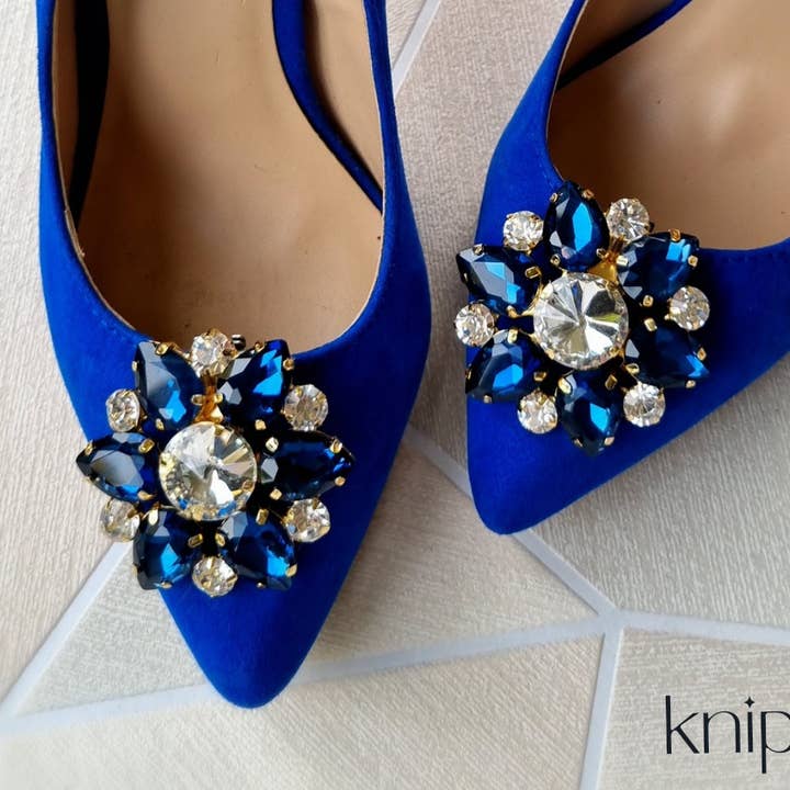 Clip per scarpe e clip moda Fiore Blu (per paio) per la vendita all'ingrosso da parte di knipEYES