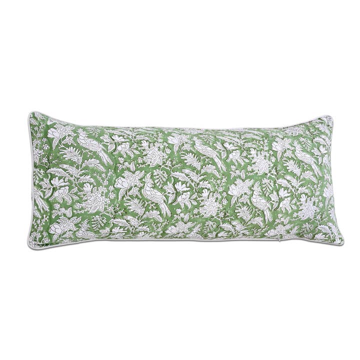 Funda de Almohada con Ribete de Algodón - Verde Oliva para venta al por mayor de Cotton Print Club
