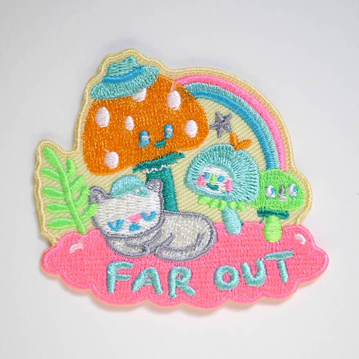 Far Out Iron On Patch for wholesale by Bel's Art World