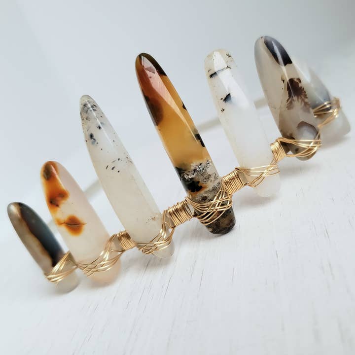 Tiara/corona de piedras preciosas, lanzas de ágata para venta al por mayor de Divine Dragon Designs