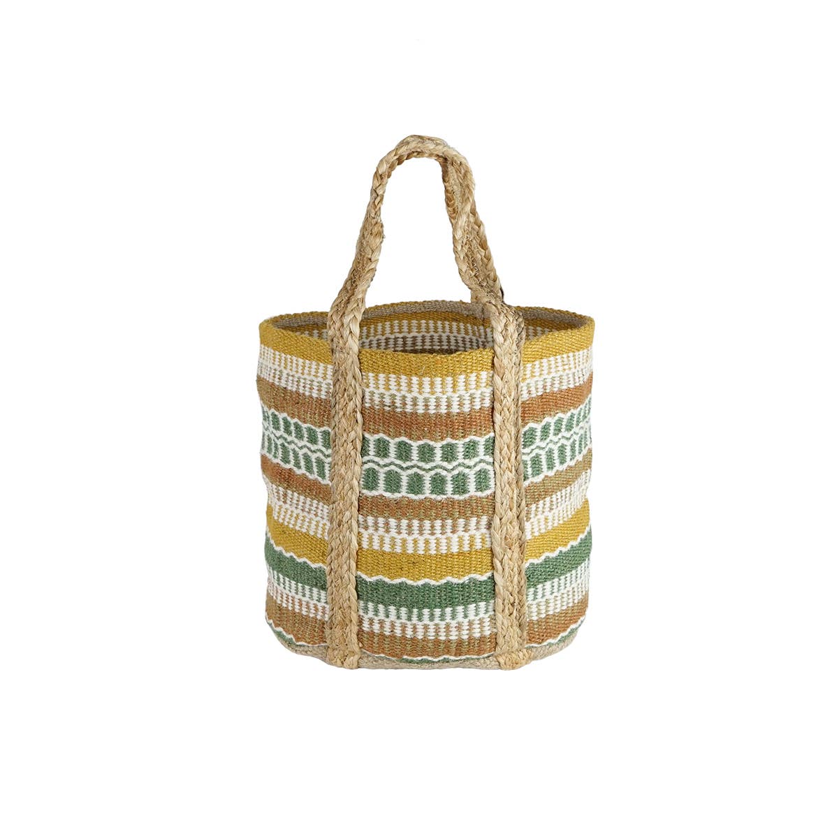 Maison Lilo - Wholesale Basket - Handwoven multicolored jute basket handcrafted0