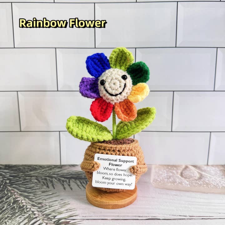 Anh2 LTD – Großhandel Schlüsselanhänger – Damen – Gehäkelte Sonnenblume/Gänseblümchen/Regenbogenblume zur emotionalen Unterstützung2