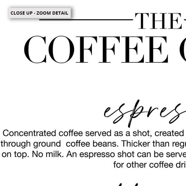 PRINT AND PROPER - Wholesale Art print - The Coffee Guide Wall Art. Kitchen or Cafe Coffee Menu Print2