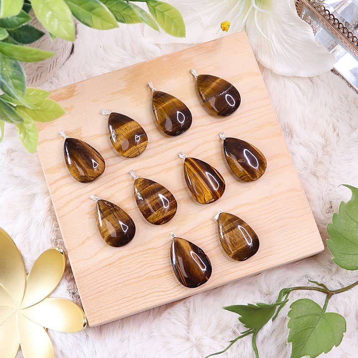 Tiger's Eye Teardrop Pendants - Tiger's Eye Jewelry for wholesale by Natures Artifacts Inc