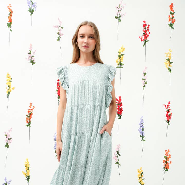 REMI024 - Full Tiered Maxi Dress (Sage) for wholesale by Reminiscence