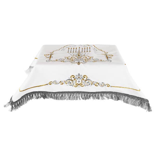 Samtüberzug für Menorah-Ständer 28" x 30" Weiß - GROSS für den Großhandel von A&M Judaica And Gifts