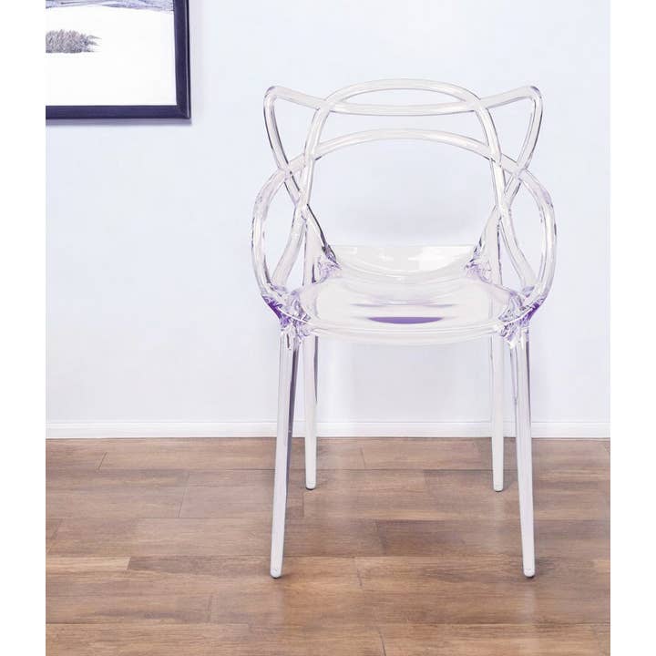 HomeRoots - Wholesale Chair - Clear Acrylic Open Back Dining Arm Chair