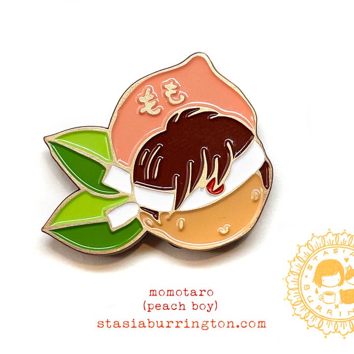 Pin - SALDI - Momotaro - Peach Boy - smalto duro per la vendita all'ingrosso da parte di Stasia Burrington Illustration