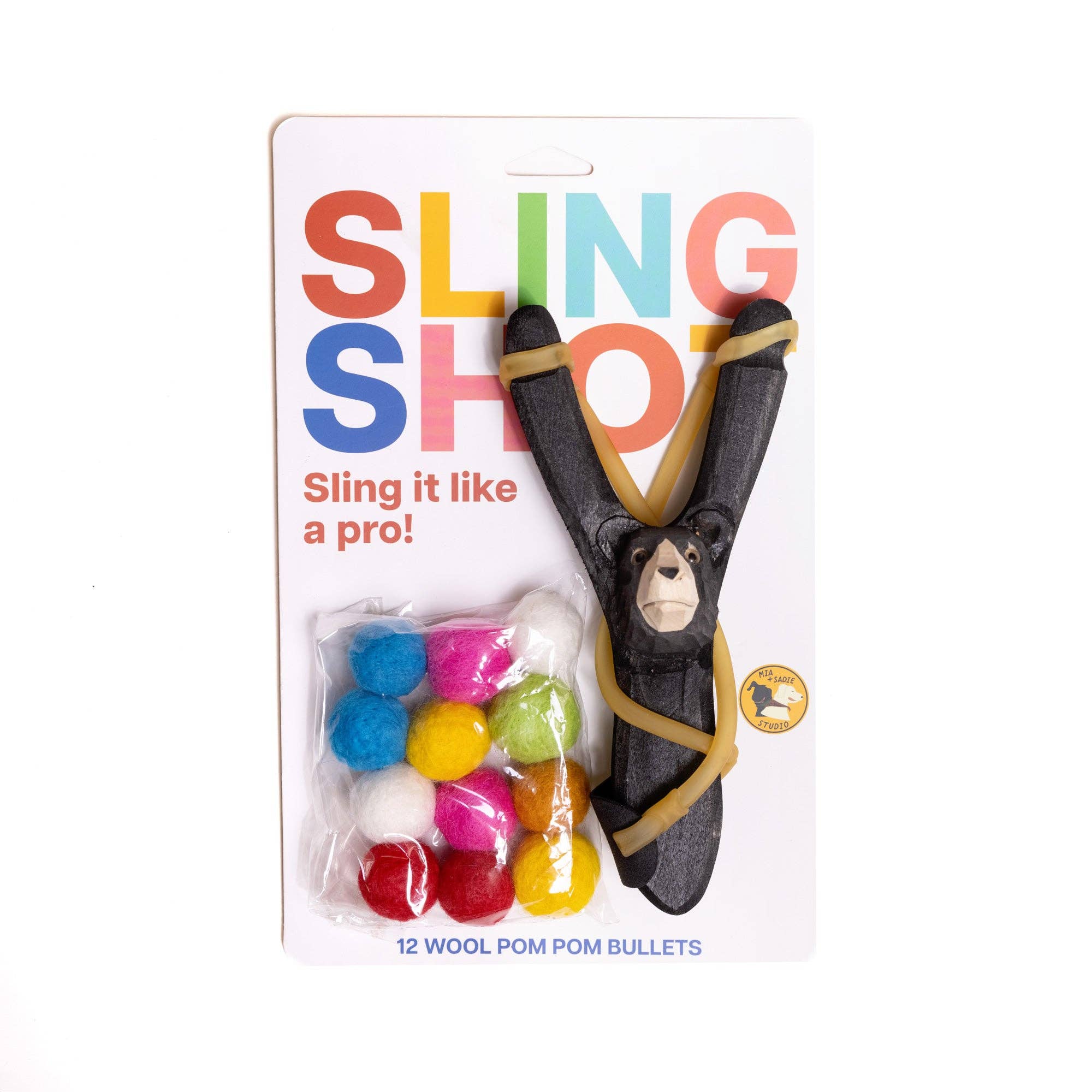 123 Farm - Vendita all'ingrosso Fionda - Bambini - Fionde in legno a forma di orso, lupo e aquila con proiettili in feltro