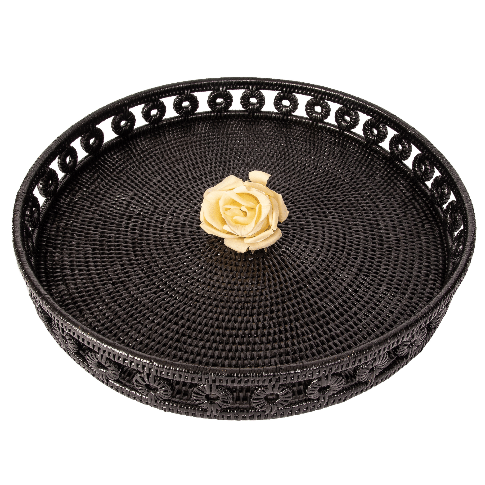Artifacts Trading Company - Wholesale Decorative Tray - Rattan Round Tray with Glass insert – Decorative Serveware3