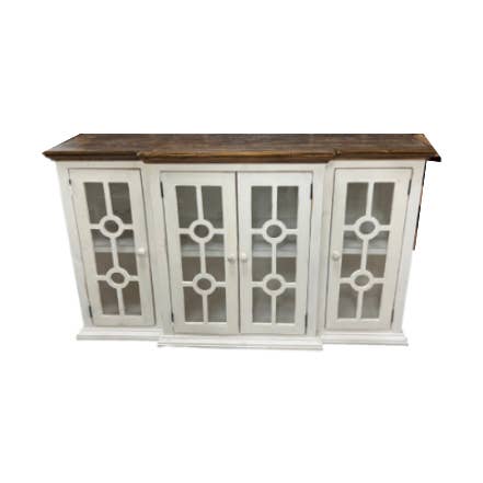 Retro Circles TV Stand Weather White for wholesale by The Welcome Sign