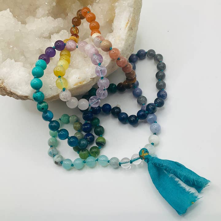 Sari Tassel Intention Mala ~ Turquoise (007) for wholesale by LTH STUDIO
