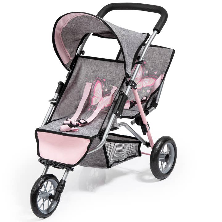 Bayer Design-Duo - Twin 3 Wheels Dolls Pram - Butterfly for wholesale by pierrebelvedere.com