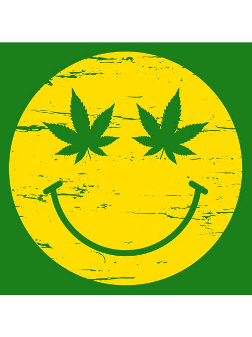 Feelin Good Tees - Wholesale Screen Printed T-Shirt - Unisex - Weed Smile Face25
