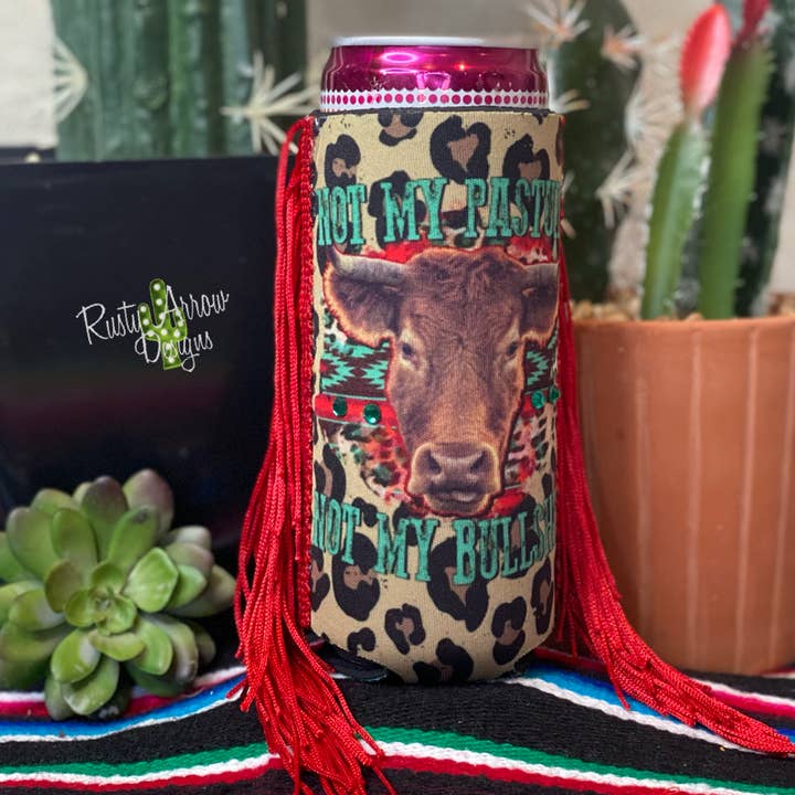 Slim Not My Pasture Fringe Koozie for wholesale by RAD Wholesale