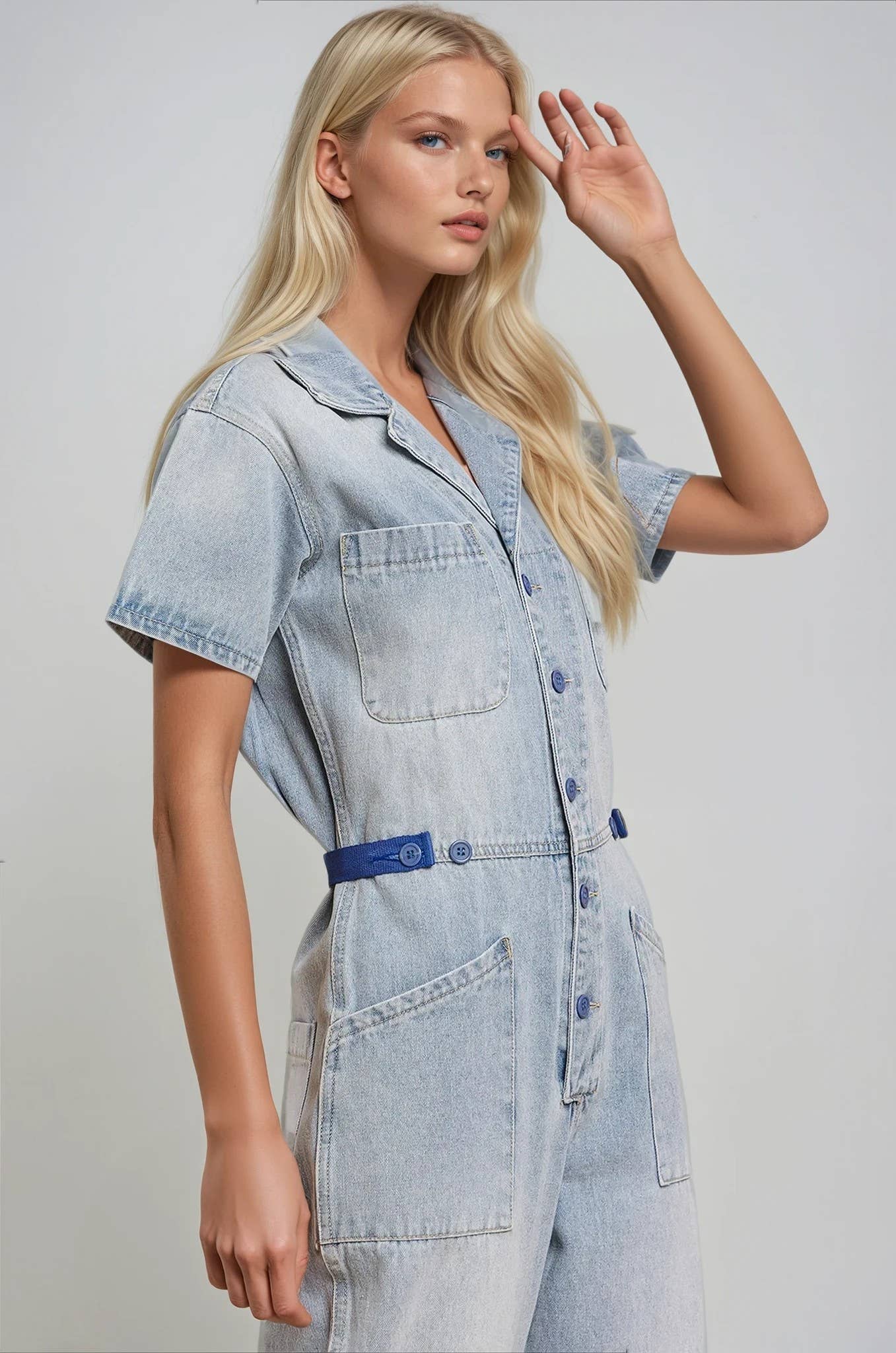 RIGID DENIM UTILITY JUMPSUIT 4312RIA   for wholesale on Faire2