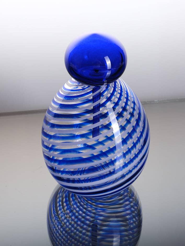 Handgemaakte Blauwe "Vaso Tozzo" Glazen Vaas voor wholesale door Barbablanca Glassworks