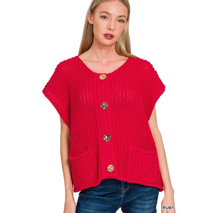 Guldknapdetalje Strikvest for engroshandel hos HiteJeans