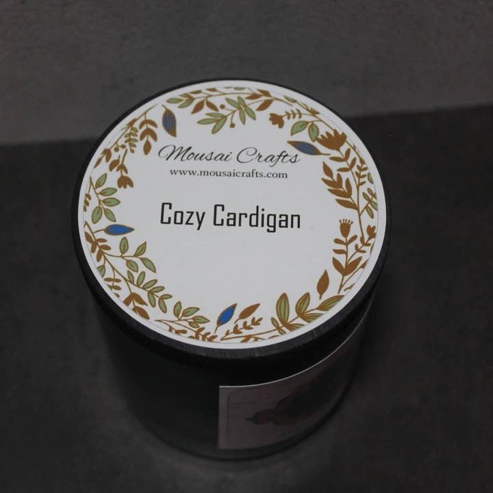 Mousai Crafts - Wholesale Jar/Filled Candle - Cozy Cardigan 8.5oz Soy Wax Candle3