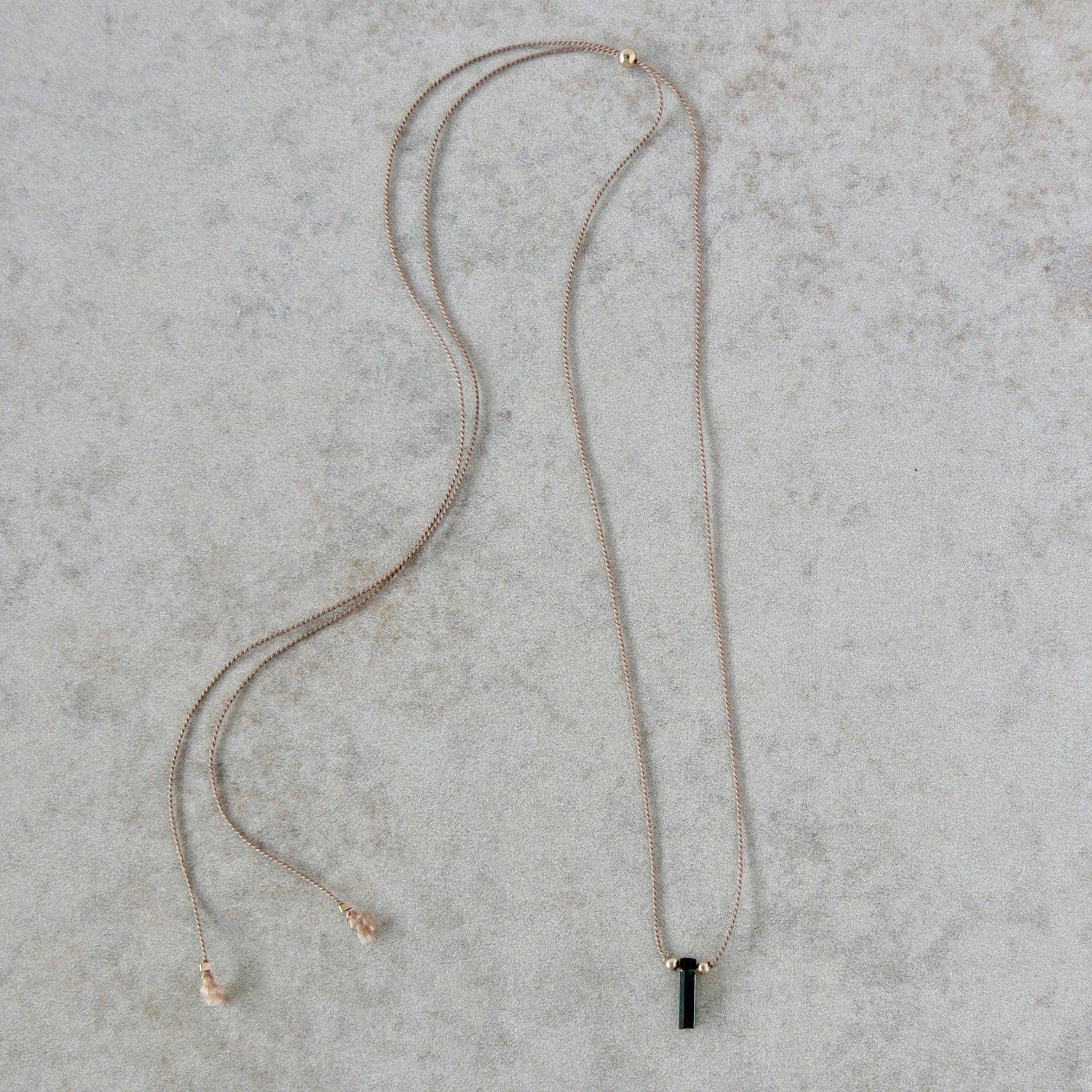 Rope and Leather - Wholesale Pendant/Charm Necklace - Tourmaline and Silk Necklace6