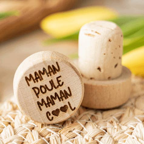 „Maman Poule, Maman Cool“ kork og trævinkork - My Bambou for engroshandel hos My Bambou