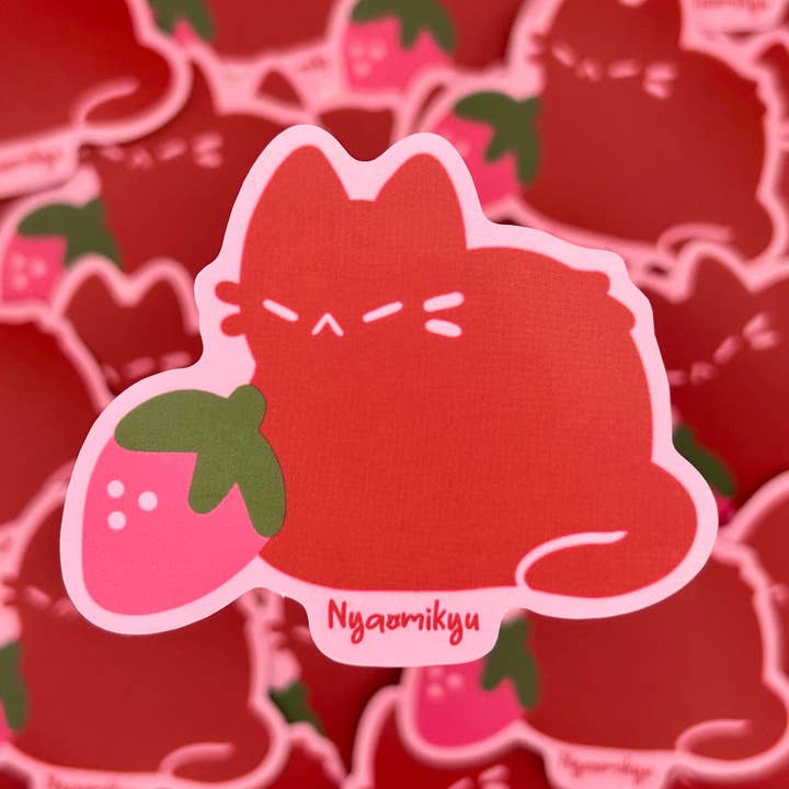 Autocollant Chat Fraise pour la vente par Nyaomikyu