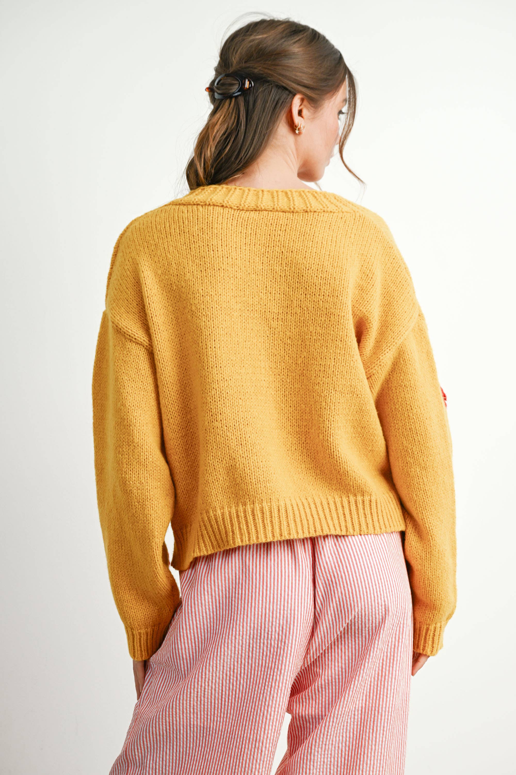 BUTTERMELON – Großhandel Strickjacke – Damen – Kurzer Cardigan mit Erdbeerstickerei - BMC760919