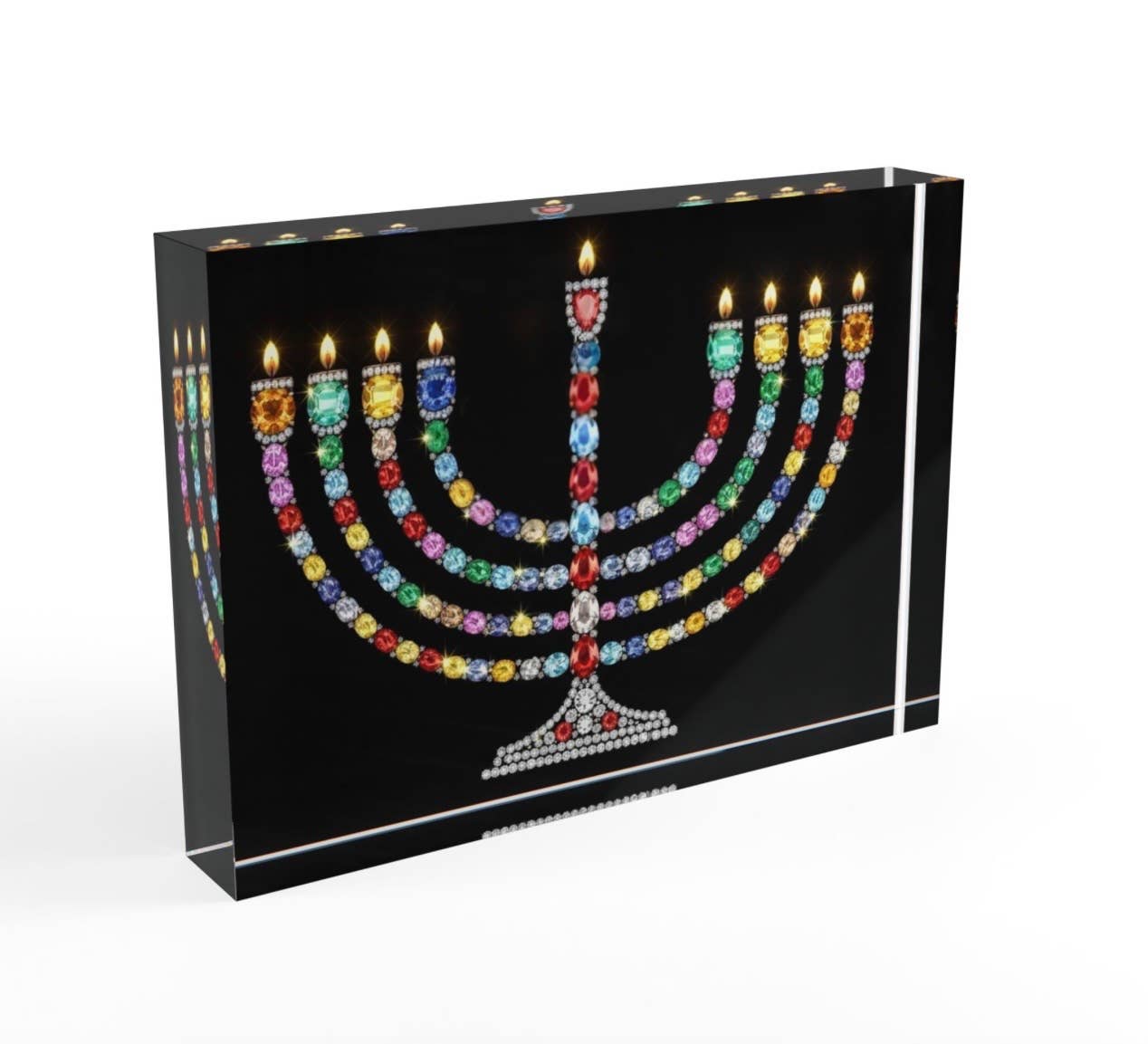 Resinate By KS / by KRISTIN SMITH – wholesale Dekorativt bordsobjekt – Ädelsten Menorah Judaica Kristallblock1