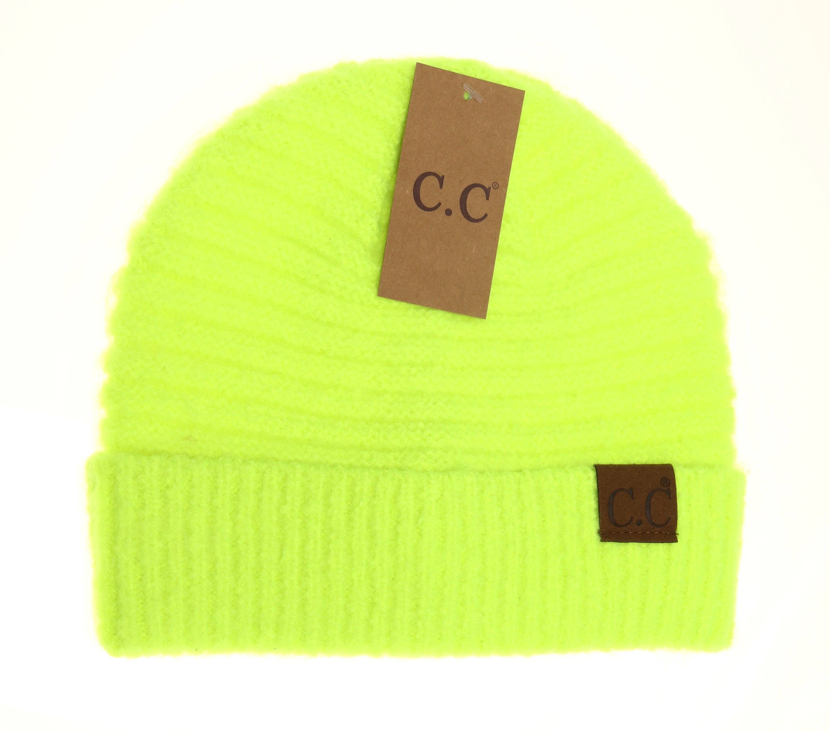 Lime Neon Berretto CC Boanie HAT7006 con polsino in maglia massiccia in vendita all'ingrosso su Faire1