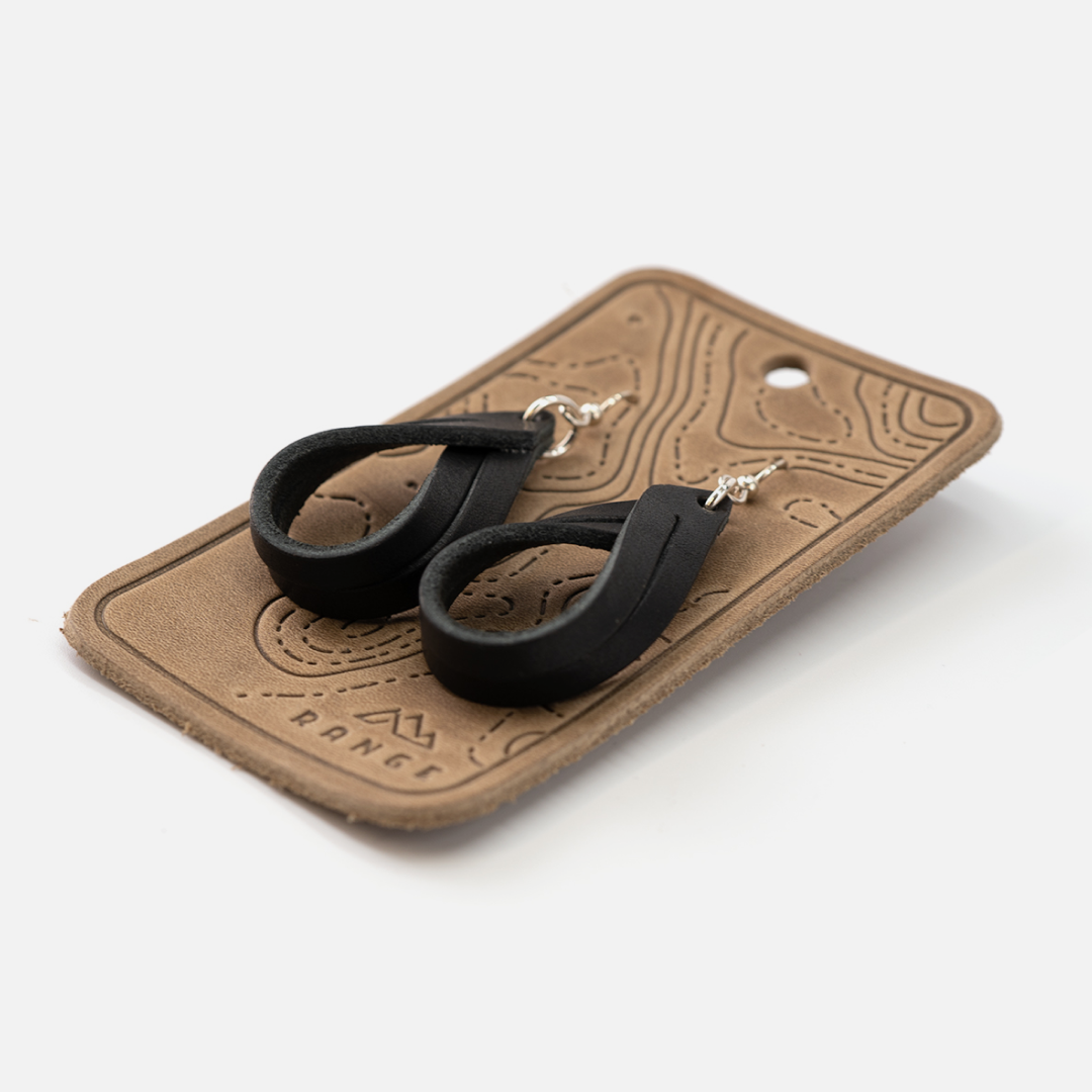 Range Leather Co. - Vente Boucles d'oreilles pendantes - Créoles doubles en cuir pleine fleur fabriquées à la main10