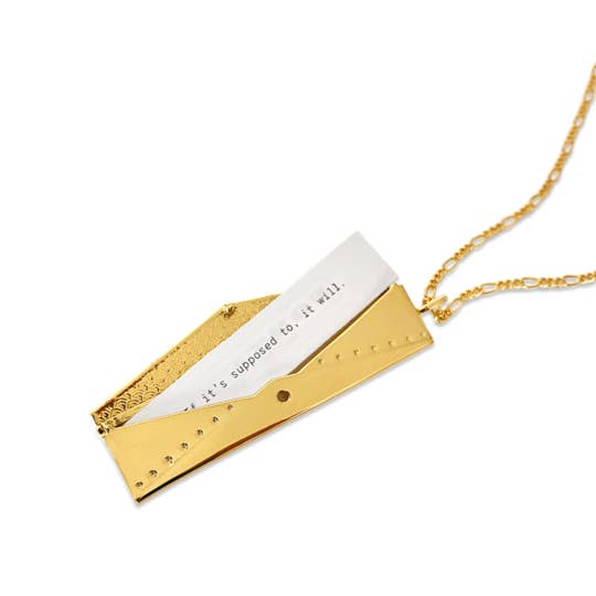 Fortune & Frame - Wholesale Locket Necklace - Envelope Fortune Locket - Gold