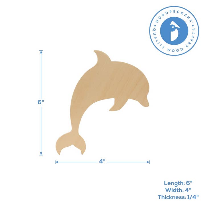 Woodpeckers Crafts - Wholesale Cutouts - Wood Dolphin Cutout