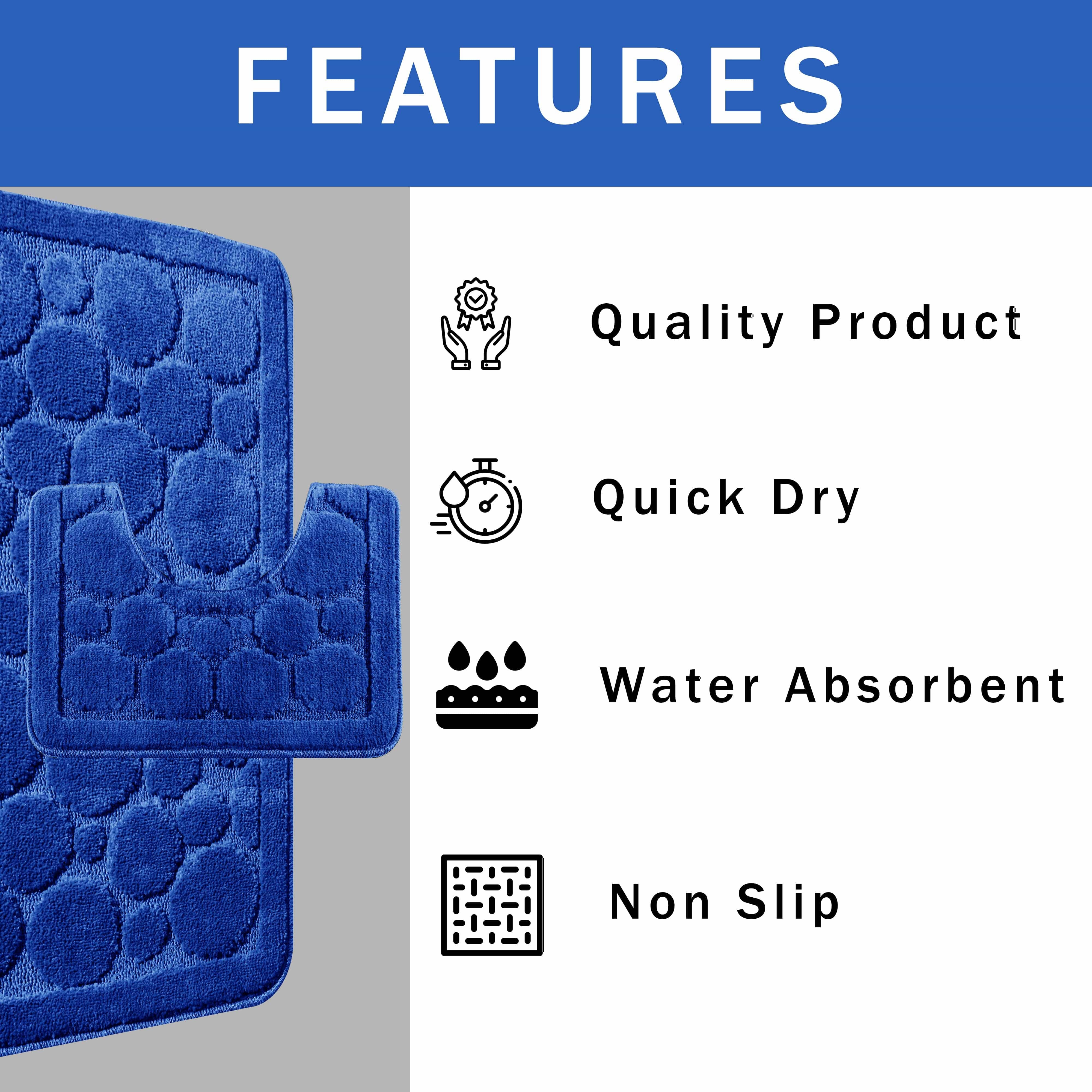 Cali Bubbles 2 Piece Royal Blue Bath Mat & Pedestal Set for wholesale on Faire3