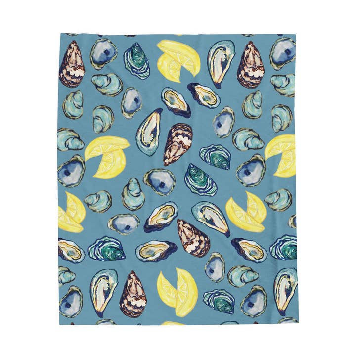 Coastal Oyster Velveteen Plush Blanket - Home Decor, for wholesale by Blue Cava