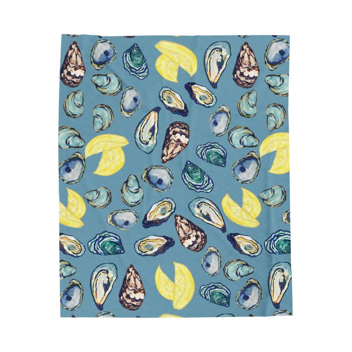 Coastal Oyster Velveteen Plush Blanket - Home Decor, for wholesale by Blue Cava