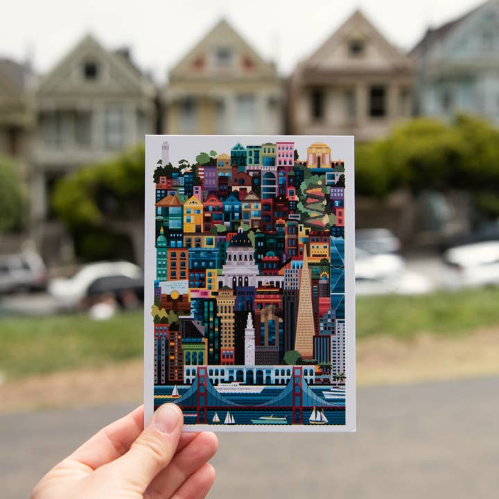San Francisco Colourful Postcard for wholesale by The City Works