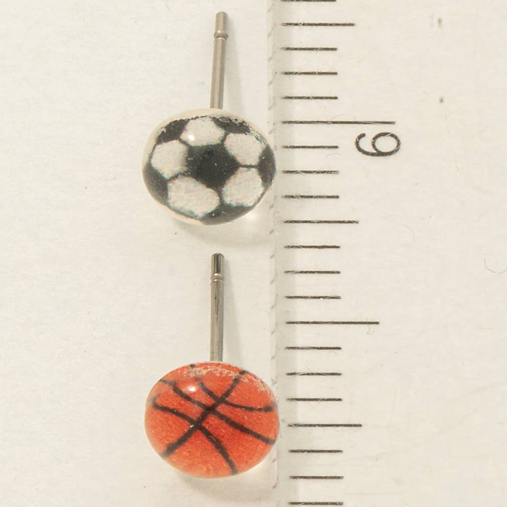 MULTI Game Day Basketball And Soccer Ball Stud Earrings Set for wholesale on Faire3